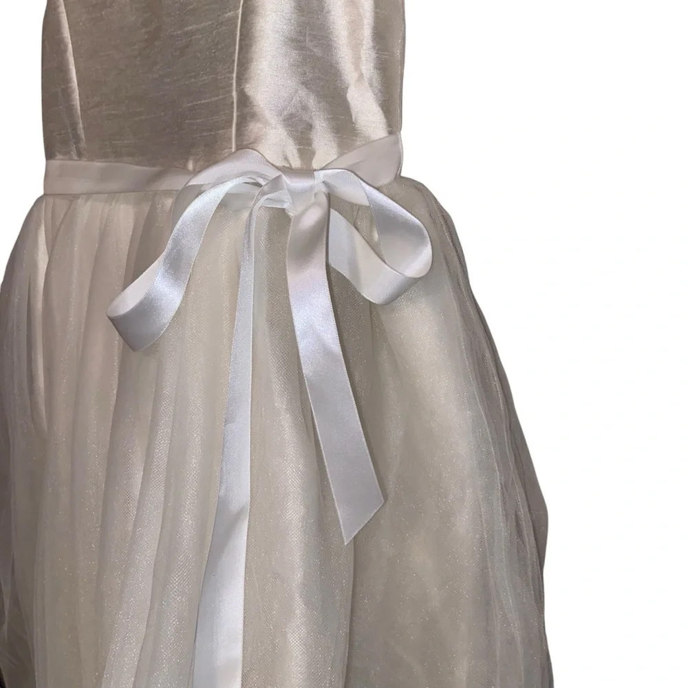 David’s Bridal Dress Girls Size 8 Ivory Wedding Communion Flower Girl Tulle NWT - Picture 3 of 11